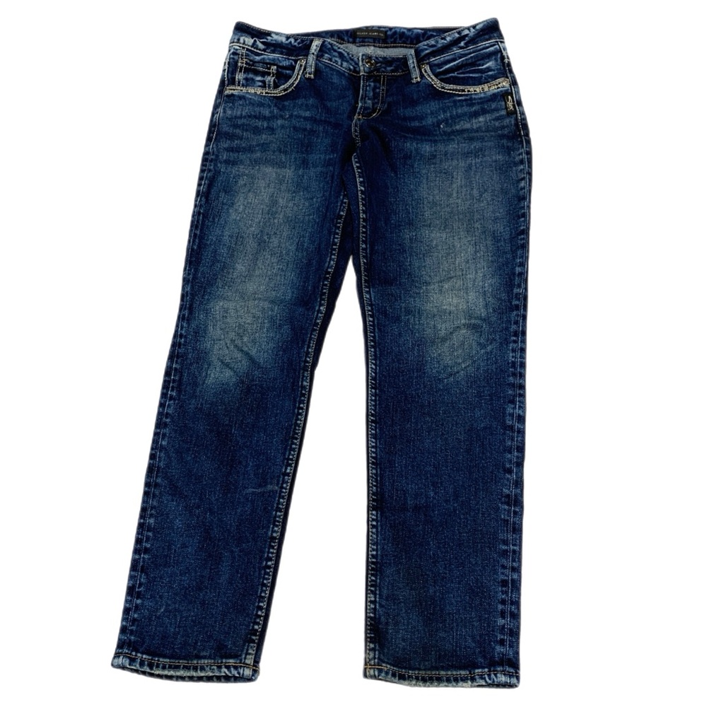 Silver Jeans Straight Leg Classic Women's Jeans Dark Wash 26x25 Boyfriend 0664